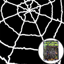Load image into Gallery viewer, PABIPABI Halloween Giant Spider Web Decoration-9FT Round Fake Spider Elastic Belt Props for Indoor and Outdoor Halloween Decor Party Decoration (White)