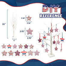 Load image into Gallery viewer, EAMBRITE 4th of July Decorations, Light up Birch Tree with 12pcs Star Hanging Ornaments, Red White and Blue Decor, Lighted Centerpieces Tabletop Battery Powered Timer for Home, Memorial Day, Party