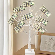 Load image into Gallery viewer, PEIDUO Money Tree, 2FT 24LT Timer Gift Card Tree Holder with 12 Clips and 6 Greeting Cards, Lighted Tabletop Decoration, for Birthday Wedding Christmas and Back to School Gifts