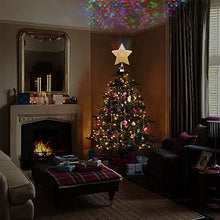 Load image into Gallery viewer, Vanthylit Golden Star Christmas Tree Topper Projector Tree Top Star with Water Ripple Effect LED Projector Christmas Tree Decoration(RGB)