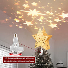 Load image into Gallery viewer, PEIDUO 11" 4LT Christmas Tree Topper Gold Star with Rotating Magic Ball for Xmas Tree Decoration