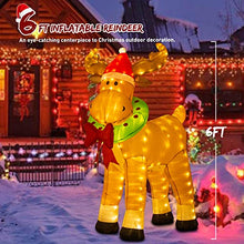 Load image into Gallery viewer, Eambrite 6FT Light up Inflatable Reindeer Christmas decorations Outdoor Mains Powered Blow up Reindeer Yard Decorations Waterproof for Front Door Garden Lawn Party