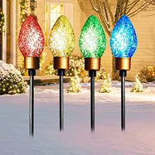 Load image into Gallery viewer, EAMBRITE Christmas Bulb Pathway Lights with 40 LED, Jumbo C9 Pathway Makers Stake Lights, Christmas Stake Lights for Outdoor Patio Yards Driveway Decorations