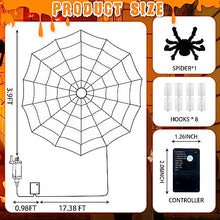 Load image into Gallery viewer, PABIPABI Orange & Purple Halloween Spider Web Lights, 4FT Halloween Decoration with 84LED and 8 Modes, Light up Indoor & Outdoor Decoration for Halloween Party Yard Bar Haunted House