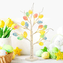 Load image into Gallery viewer, DELICHTER Osterdeko Osterbaum mit 18 bunten Ostereier, 24 warmweiß LEDs batteriebetriebener künstlicher Baum, Osterzweige Osterdekoration für innen Deko Frühling