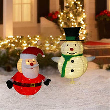 Load image into Gallery viewer, Eambrite Light up Snowman and Santa Pop up 2.5FT Fluffy Christmas Decorations with Waterproof Plug for Indoor and Outdoor (Set of 2)