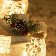 Load image into Gallery viewer, EAMBRITE 3PK Light up Present Boxes Silver Gift Boxes with Warm White Lights Plug in for Christmas Decorations Home and Outdoor Décor
