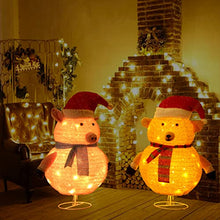Load image into Gallery viewer, Eambrite 2.5FT Christmas Decorations Lights Collapsible Brown Bear Pink Pig Set Pop up Outdoor Xmas Decoration Gift for Kids (Set of 2)