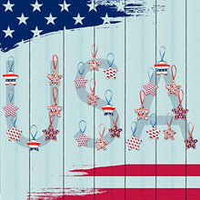 Load image into Gallery viewer, EAMBRITE 4th of July Ornaments for Tree, Red White and Blue Hanging Star Decorations, Memorial Day USA Themed Patriotic Fabric Star for Home, Fourth of July, Independence Day, Christmas Tree(24 PCS)