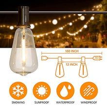 Load image into Gallery viewer, Vanthylit Outdoor String Light 15FT Patio String Lights with LED Filament Bulb Waterproof Lights Retro Vintage Edison Bulbs for Backyard Patio Bistro Party Garden Connectable