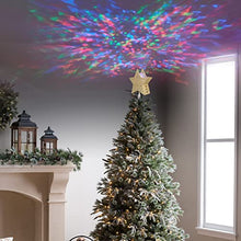 Load image into Gallery viewer, EAMBRITE 23 cm Weihnachtsbaum Stern Deckel Hohle Christbaumspitze Weihnachtsbaumspitze Goldene Sternschale Mit Rotierendem Magischem Mehrfarbigem Wasserwellenprojektor Für Weihnachtlicher Baumschmuck