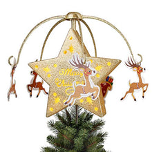 Load image into Gallery viewer, EAMBRITE Christmas Golden Star Tree Topper Motion Rotating Carousel Treetop Lighted with Golden Glitter