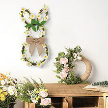 Load image into Gallery viewer, EAMBRITE Easter Bunny Wreath with Linen Bow 25LT Spring Wreath for Front Door Wall Window with Lights Home Decor Battery Operated and Timer (17.5”)