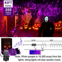 Load image into Gallery viewer, EAMBRITE Halloween Decorations 200 LED Halloween String Lights with Spooky Music Motion Sensor Controller Twinkle Waterproof Purple Lights Plug in for Indoor Outdoor Tree Party Yard Christmas Decor