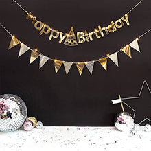 Load image into Gallery viewer, EAMBRITE Rose Gold Happy Birthday Banners Birthday Buntings with 16ft / 50 LEDs Fairy Lights Birthday Decorations Kit Party Supplies for Birthday Party Décor