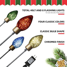 Load image into Gallery viewer, EAMBRITE Christmas Bulb Pathway Lights with 40 LED, Jumbo C9 Pathway Makers Stake Lights, Christmas Stake Lights for Outdoor Patio Yards Driveway Decorations
