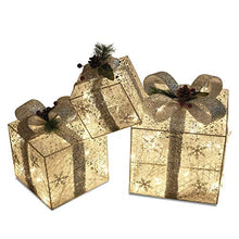 Load image into Gallery viewer, Vanthylit 3PK Halloween/Harvest/Christmas Lighted Gift Boxes White Silver Boxes Light for Home and Outdoor Décor. One for All Presents