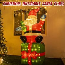 Load image into Gallery viewer, PEIDUO 6 Foot Christmas Inflatable Santa Claus, Light up Santa with Gift Box, Large Blow up Yard Decorations with 180 Built-in LED for Outdoor Holiday Yard Lawn Home Family Decor