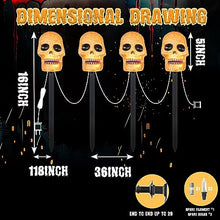 Load image into Gallery viewer, Vanthylit 4PK Halloween Pathway Lights Outdoor, Skull Pathway Stake Lights Waterproof, Skeleton Pathway Markers for Halloween Decorations