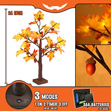 Load image into Gallery viewer, Vanthylit Lighted Fall Tree with 24 LED Thanksgiving Decorations Maple Tree Battery Operated Table Lights Autumn Decorations for Home