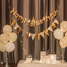 Load image into Gallery viewer, DELICHTER Rosa Gold Happy Birthday Girlande und LED Lichtkette mit Battriebetrieben Geburtstag Deko für Mädchen und Jungen