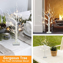 Load image into Gallery viewer, PEIDUO Set of 2 Interactive Lighted Birch Tree 2Ft Tabletop Birch Christmas Tree with Lights 24 Warm White LED Birch Tree Branches for Home Room Party Festival Wedding Christmas Decorations