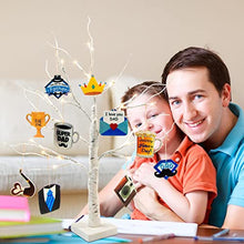 Load image into Gallery viewer, Vanthylit Fathers Day Table Decorations, Lighted Birch Tree with Happy Father's Day Wooden Signs, Centerpieces for Fathers Day Party Decor, Fathers Gifts from Daughter (2FT,10 Hanging Ornaments)