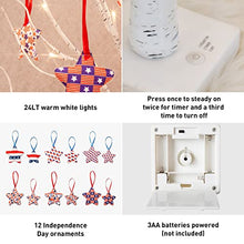 Load image into Gallery viewer, PEIDUO 4th of July Decorations for Home, 2PK Artificial Tree with 4th of July Accessories, Battery Powered Independence Day Decorations with Timer, Lighted Birch Tree with LED Lights (2FT Warm White)