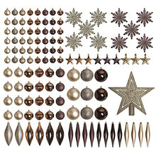 Load image into Gallery viewer, PEIDUO Christmas Ball Ornaments for Christmas Trees, 119 CT Shatterproof Christmas Tree Decorations, Gold Christmas Ornaments Set for Xmas, Holiday, Wreath and Party Decorations