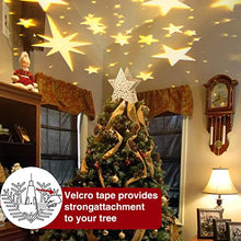 Load image into Gallery viewer, EAMBRITE Christmas Tree Topper, Star Tree Topper with Rotating Star Projector Lights, 3D Hollow Gold Tree Topper for Christmas Tree Decorations