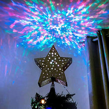 Load image into Gallery viewer, EAMBRITE 23 cm Weihnachtsbaum Stern Deckel Hohle Christbaumspitze Weihnachtsbaumspitze Goldene Sternschale Mit Rotierendem Magischem Mehrfarbigem Wasserwellenprojektor Für Weihnachtlicher Baumschmuck