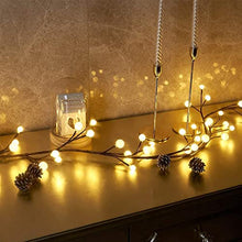 Load image into Gallery viewer, Vanthylit 8.8FT Lighted Brown Artificial Garland Lights with 84LT Frosted Warm White LED Bulb Waterproof Twig Vine Clearence for Holiday Indoor and Outdoor Fireplace Bedroom Yard Decoration