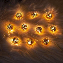 Load image into Gallery viewer, EAMBRITE Metal Globe String Lights 10 LED Warm White Fairy Lights Battery Operated Indoor Decoration for Easter Birthday Wedding Window Desk Mantelpiece Party Kids' Room Bedroom