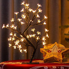 Load image into Gallery viewer, PEIDUO 17.5” Lighted Cherry Blossom Tree 48 Warm White Lights Plug in Adapter Light up Bonsai Tree for Christmas Indoor Home Bedroom Office Living Room Tabletop Tree Night Light Artificial Plants
