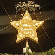 Load image into Gallery viewer, EAMBRITE Christmas Star Tree Topper Pre-lit Golden Star Tree Topper with Flying Reindeer Decorations Plug in for Indoor and Outdoor Décor - Warm White Led