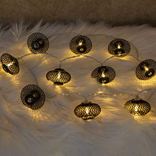 Load image into Gallery viewer, EAMBRITE Metal Black Lantern String Lights 10 LED Warm White Fairy Lights Battery Operated Indoor Decoration for Easter Birthday Wedding Window Desk Mantelpiece Party Kids' Room Bedroom