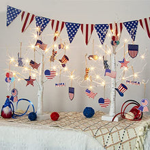 Load image into Gallery viewer, EAMBRITE 4th of July Decorations, 2FT Set of 2 Lighted Birch Tree with 24 Wooden 4th of July Accessories, Patriotic Tree Decorations for Independence Day Fouth of July Table Centerpieces with Timer