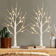 Load image into Gallery viewer, Set of 2-Vanthylit White Christmas Tree with Lights 2FT Tabletop Birch Tree with 24 Warm White LEDs Battery Operated Light up Twig Tree for Home Party Wedding Easter Christmas Decoration