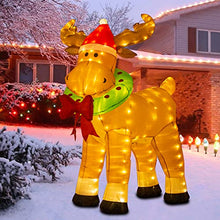 Load image into Gallery viewer, EAMBRITE 6 FT Christmas Inflatable Reindeer with 220LED Warm White Lights, Blow Up Reindeer Outdoor Christmas Decorations for Yard, Garden, Lawn, Party