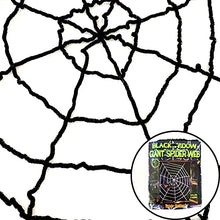 Load image into Gallery viewer, PABIPABI Halloween Giant Spider Web Decoration-9FT Round Fake Spider Elastic Belt Props for Indoor and Outdoor Halloween Decor Party Decoration (Black)
