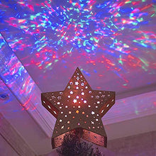 Load image into Gallery viewer, Vanthylit Golden Star Christmas Tree Topper Projector Tree Top Star with Water Ripple Effect LED Projector Christmas Tree Decoration(RGB)