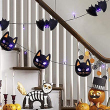 Load image into Gallery viewer, Eambrite Halloween Lights Halloween Fairy Lights Banners Black Cat and Black Bat Battery Operated Halloween Indoor Decorations LEDs String Lights with Timer (5FT, Pack of 2)