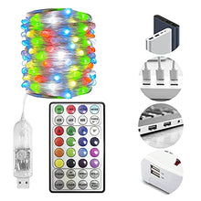 Load image into Gallery viewer, DELICHTER Lichterkette,100 LEDs bunt Lichterkette mit USB-Betrieben heller Glühbirnen,LED RGB deko für Party,Fest, Innen,Außen,Wand,Weihnachten