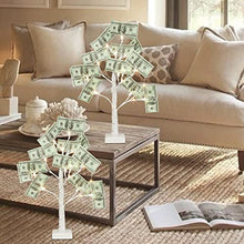 Load image into Gallery viewer, PABIPABI Money Tree Gift Holder,Set of 2 Birch Tree with 12 Clear Clips, Battery/USB Powered Timer Display Tree for Home Party, Office, Christmas, Wedding, Birthday Graduation (Warm White)
