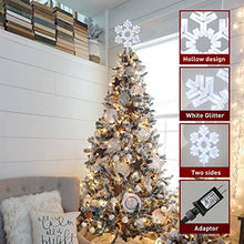 Load image into Gallery viewer, EAMBRITE Snowflake Christmas Tree Topper, 13 Inch White Snowflake Tree Topper with 50 Cool White Lights and 9 Modes Controller, Large Snowflake Treetop for Christmas Tree Decorations