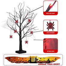 Load image into Gallery viewer, EAMBRITE 2FT Halloween Decorations Black Spooky Tree with 24 LED Red Lights and 6 Spiders for Halloween Decoration Battery Operated Indoor Decoration