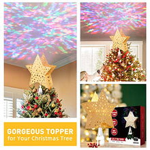 Load image into Gallery viewer, PEIDUO Christmas Clearance 11" Hollow Gold Star Christmas Tree Topper with Rotating Magic Ripple Projector for Crown Xmas Tree Topper Decoration