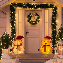 Load image into Gallery viewer, Eambrite 2.5FT Christmas Decorations Lights Collapsible Brown Bear Pink Pig Set Pop up Outdoor Xmas Decoration Gift for Kids (Set of 2)