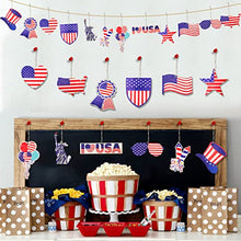 Load image into Gallery viewer, 4th of July Ornaments for Tree, Vanthylit 24pcs Wooden Independence Day Decorations, Hanging Memorial Day Ornaments for Home Table Tiered Tray Party Favor