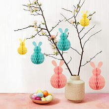Load image into Gallery viewer, Eambrite 6PCS Easter Hanging Decorations Spring Honeycomb Paper Ball Easter Bunny Decorations, Easter Tree Decorations Hanging Paper Ornaments for Home Party (Pink, Blue, Yellow)